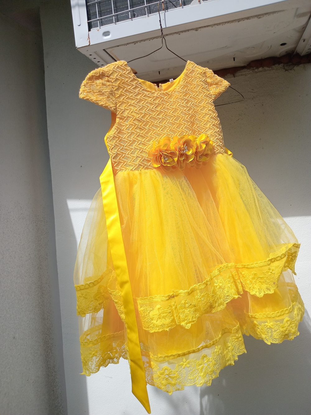 Yellow Floral Tulle Kids Costume Dress by